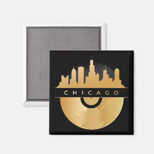 Chicago Illinois Skyline Golden Vinyl Chic Magnet