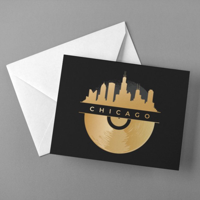 Chicago Illinois Skyline Golden Vinyl Chic Postcard (Chicago Illinois Skyline Golden Vinyl Chic Postcard)