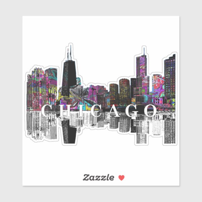 Chicago, Illinois skyline in graffiti (Sheet)