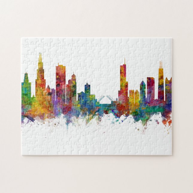 Chicago Illinois Skyline Jigsaw Puzzle (Horizontal)