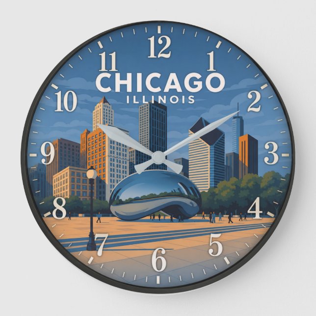 Chicago Illinois Skyline  Large Clock (Front)