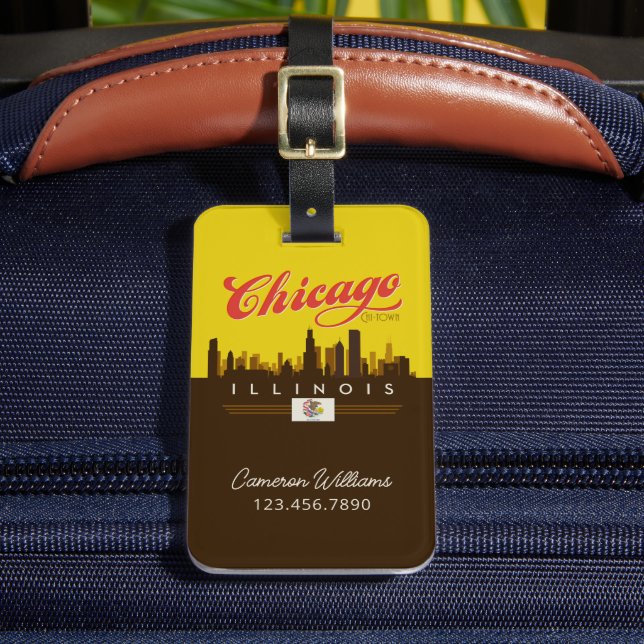 Chicago Illinois Skyline Luggage Tag (Front Insitu 2)