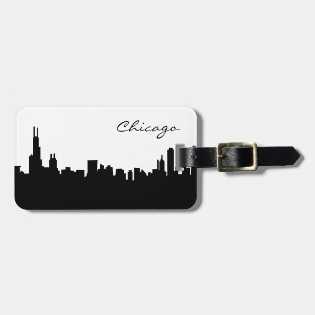Chicago Illinois Skyline Luggage Tag (Front Horizontal)