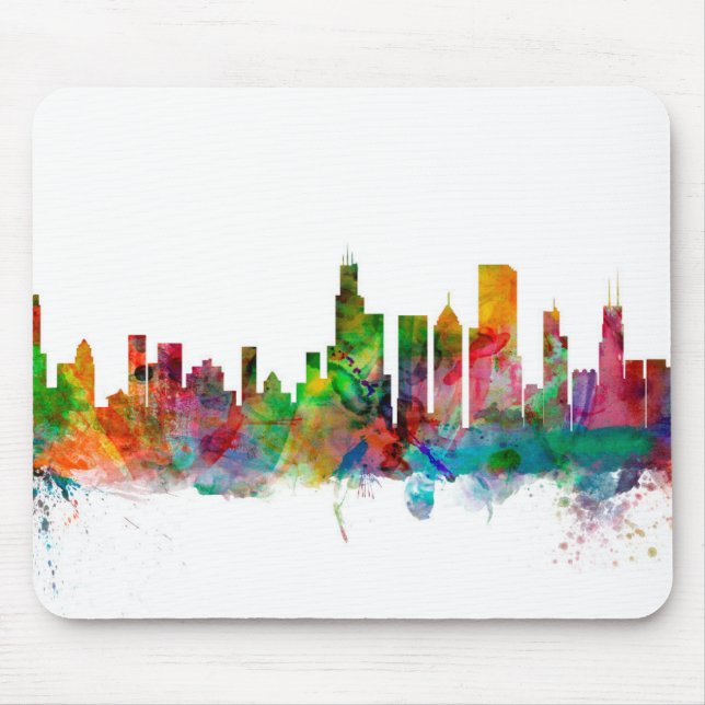 Chicago Illinois Skyline Mouse Mat (Front)
