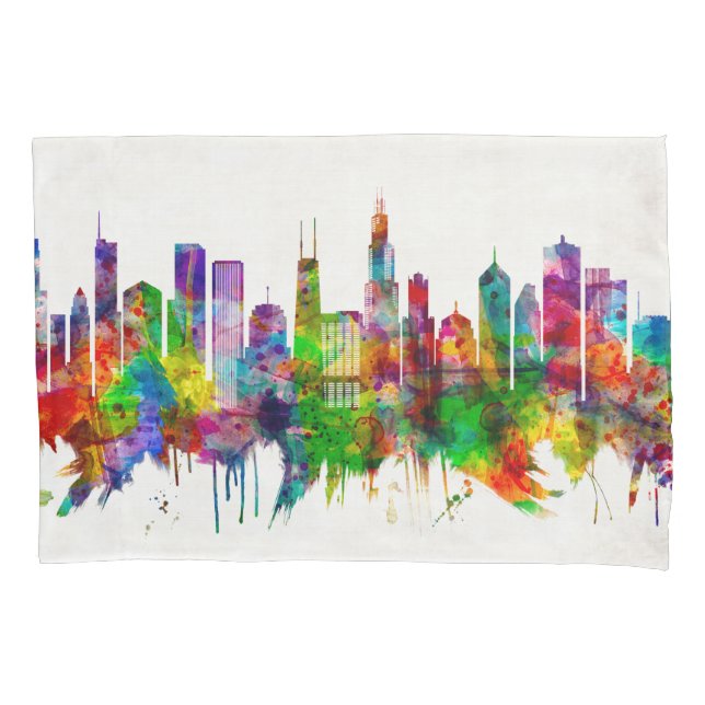Chicago Illinois Skyline Pillowcase (Front)