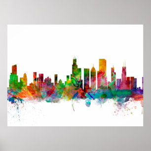 Chicago Illinois Skyline Poster