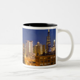 Chicago, Illinois, skyline shot from West Loop Two-Tone Coffee Mug