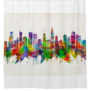 Chicago Illinois Skyline Shower Curtain