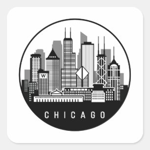 Chicago Illinois Skyline Square Sticker