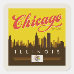 Chicago Illinois Skyline Square Sticker