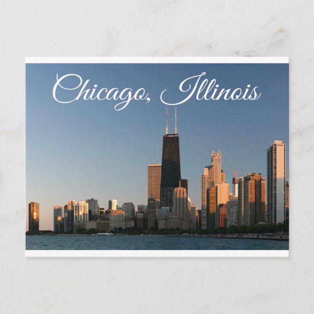 Chicago Illinois Skyline Sunrise Travel Post Card (Front)