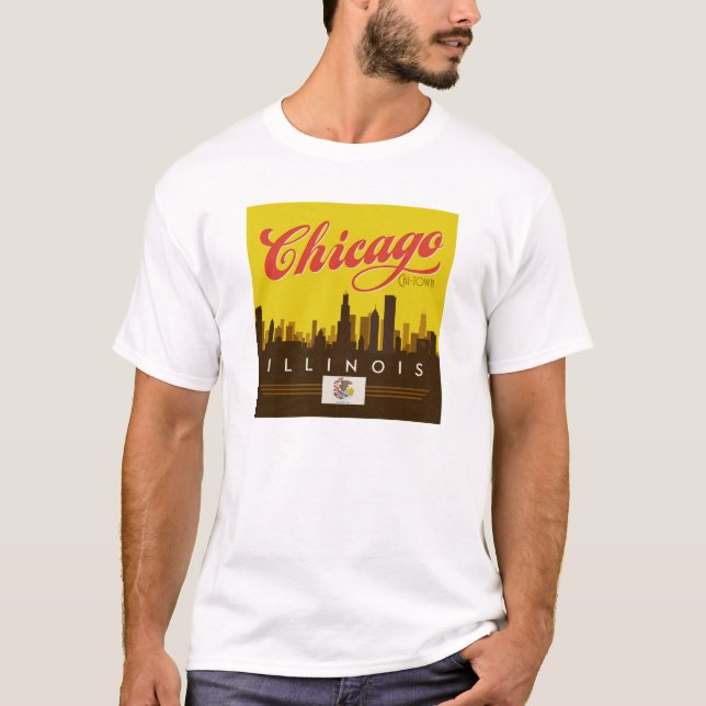 Chicago Illinois Skyline T-Shirt (Front)