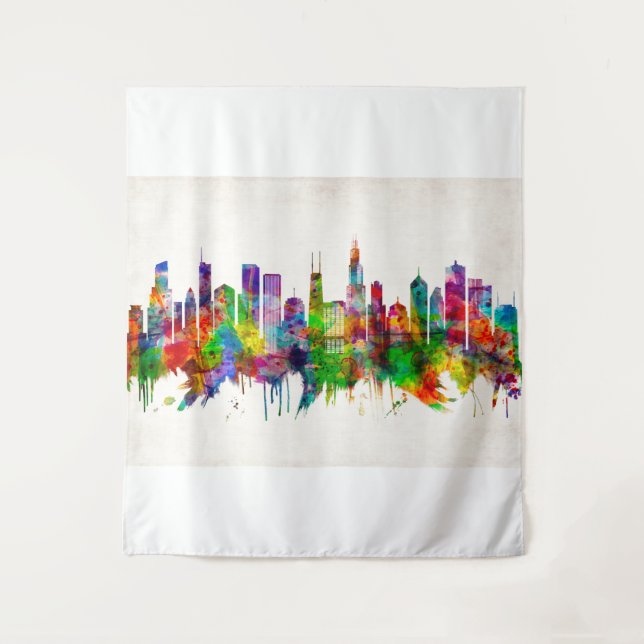 Chicago Illinois Skyline Tapestry (Front)