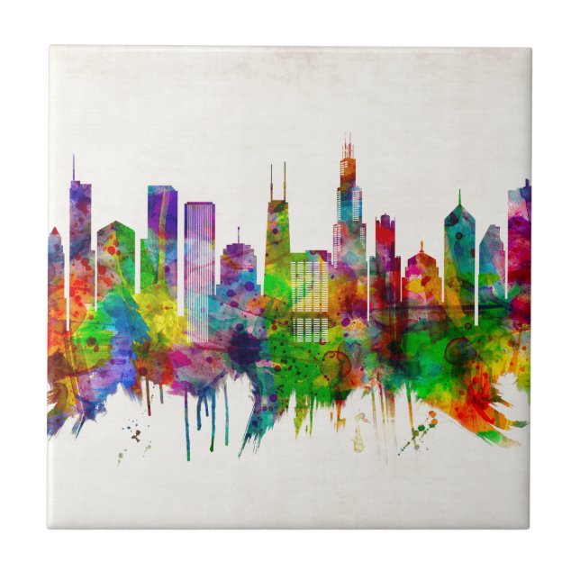 Chicago Illinois Skyline Tile (Front)