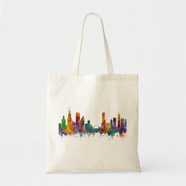 Chicago Illinois Skyline Tote Bag (Front)