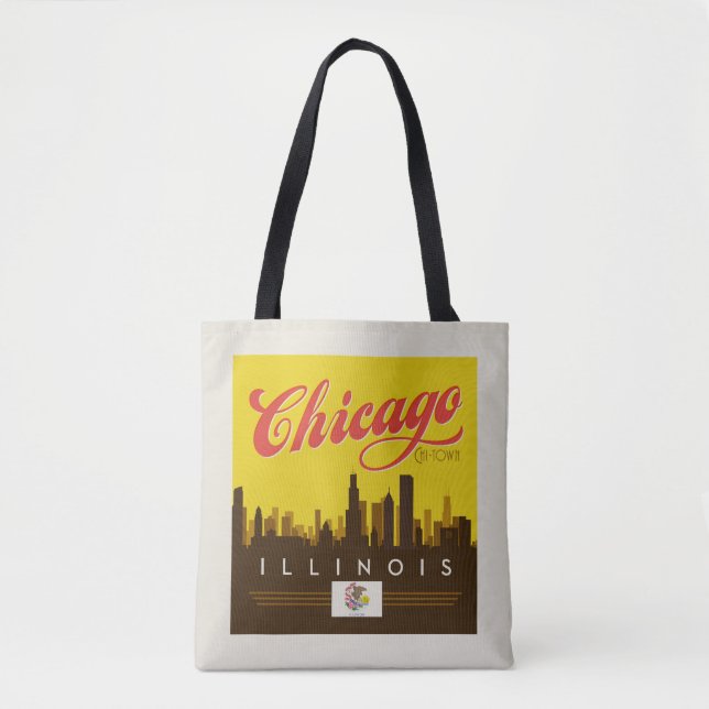 Chicago Illinois Skyline Tote Bag (Front)