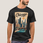 Chicago Illinois Skyline Travel Art Vintage T-Shirt<br><div class="desc">Chicago retro vector travel design. Chicago,  the Windy City of Illinois,  is famed for its iconic skyline,  world-class architecture,  and vibrant cultural scene.</div>