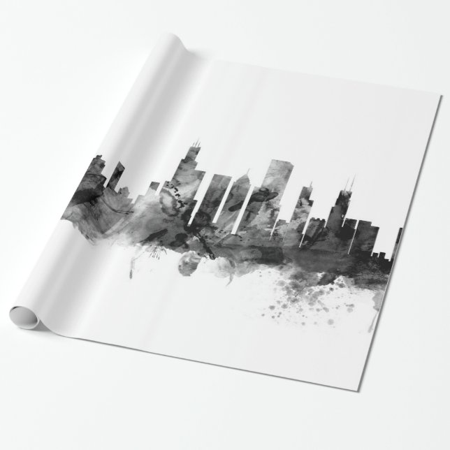 Chicago Illinois Skyline Wrapping Paper (Unrolled)