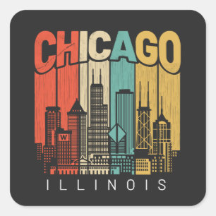 Chicago Illinois Square Sticker