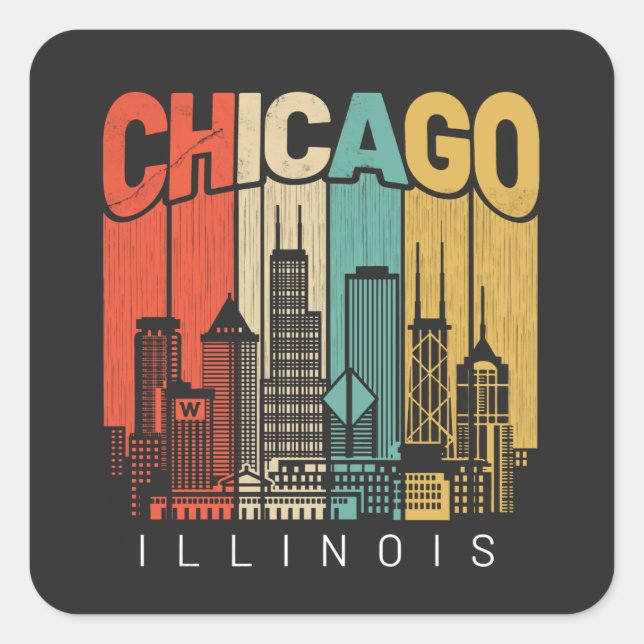 Chicago Illinois Square Sticker (Front)