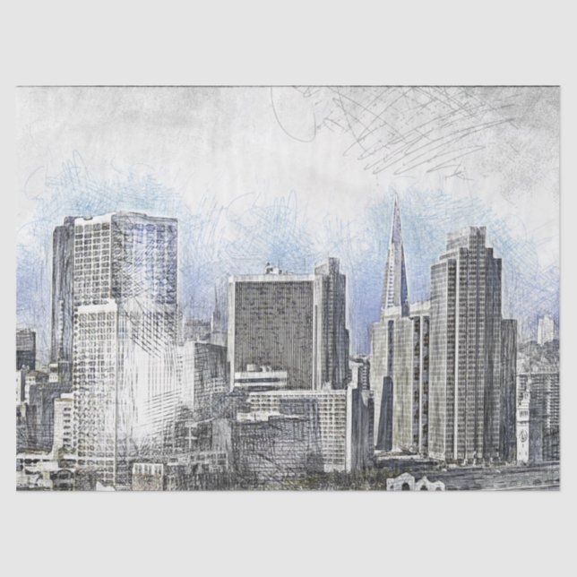 Chicago Illinois Stetch Decoupage Tissue Paper (Front)