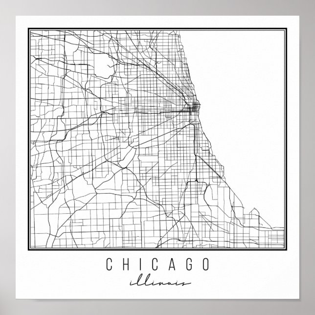 Chicago Illinois Street Map Poster (Front)