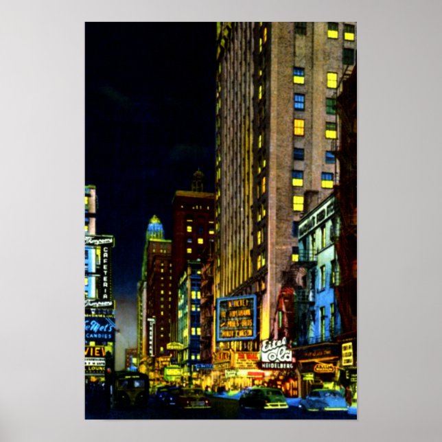 Chicago Illinois Street View at Night Poster (Front)