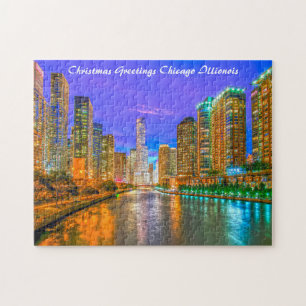 Chicago Illinois Streetscape.  Jigsaw Puzzle
