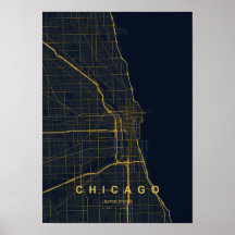 Chicago Illinois Stylised Map Print | Modern Highl