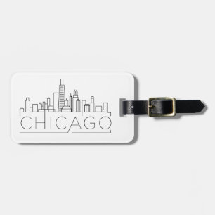 Chicago, Illinois Stylised Skyline Luggage Luggage Tag