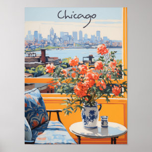 Chicago Illinois Travel City Painting Aesthetic Poster