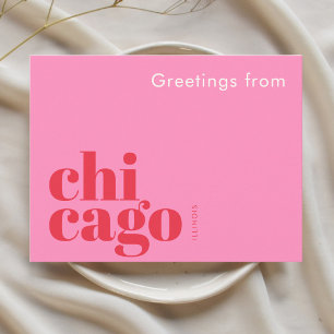 Chicago Illinois typographic pink  Postcard