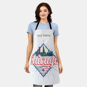 Chicago Illinois United States Retro Skyline USA Apron