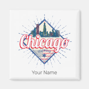 Chicago Illinois United States Retro Skyline USA Magnet