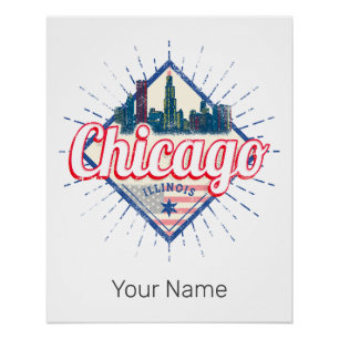 Chicago Illinois United States Retro Skyline USA Poster