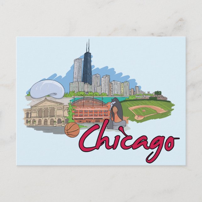 Chicago, Illinois US Famous City Postcard (Front)