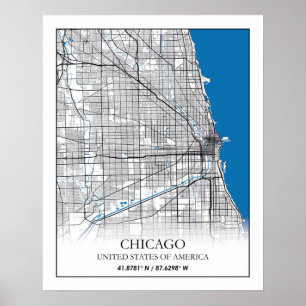 Chicago Illinois USA City Travel City Map Poster