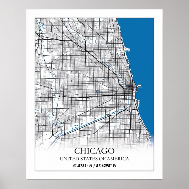 Chicago Illinois USA City Travel City Map Poster (Front)