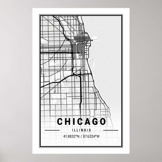 Chicago Illinois USA City Travel City Map Poster (Front)
