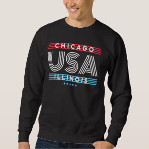 Chicago Illinois USA Retro Stripes Design Sweatshirt