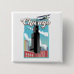 Chicago Illinois USA travel poster 15 Cm Square Badge