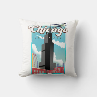 Chicago Illinois USA travel poster Cushion