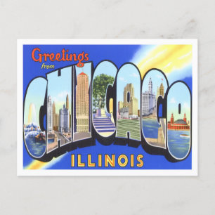 Chicago, Illinois Vintage Big Letters Postcard