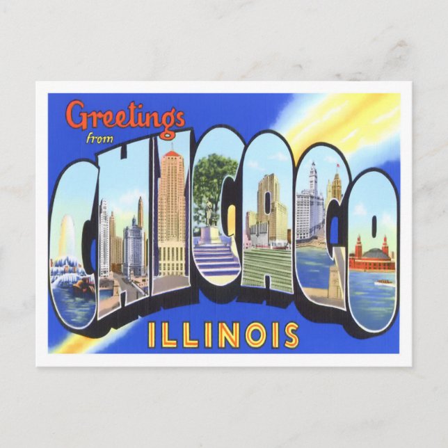 Chicago, Illinois Vintage Big Letters Postcard (Front)