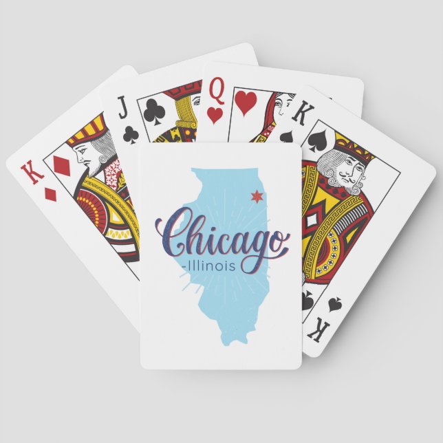 Chicago Illinois Vintage Map   Playing Cards (Back)
