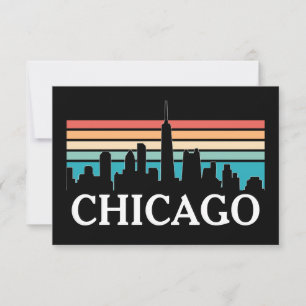 Chicago Illinois Vintage Retro Sunset Skyline Card