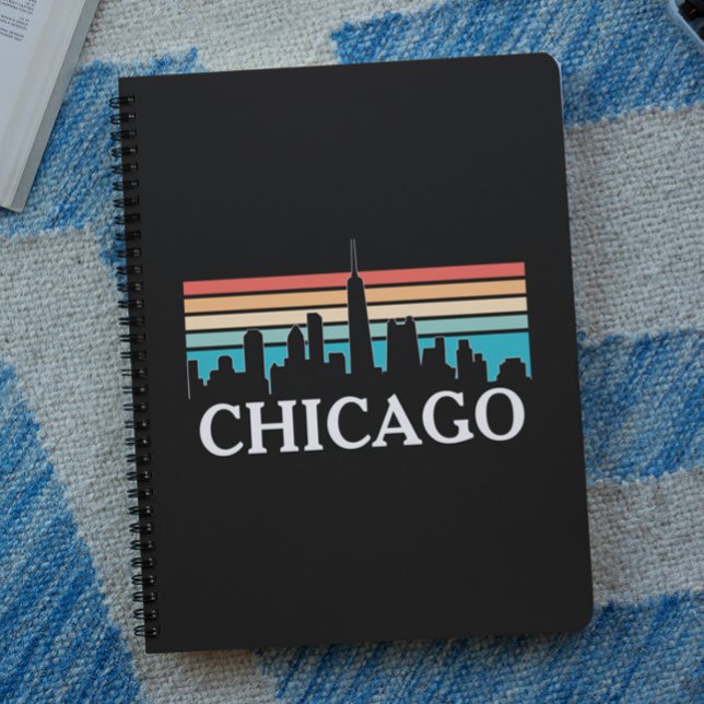 Chicago Illinois Vintage Retro Sunset Skyline Notebook (Chicago Illinois Skyline notebook)