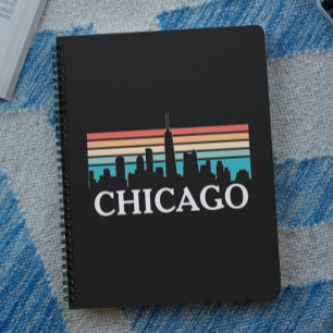 Chicago Illinois Vintage Retro Sunset Skyline Notebook