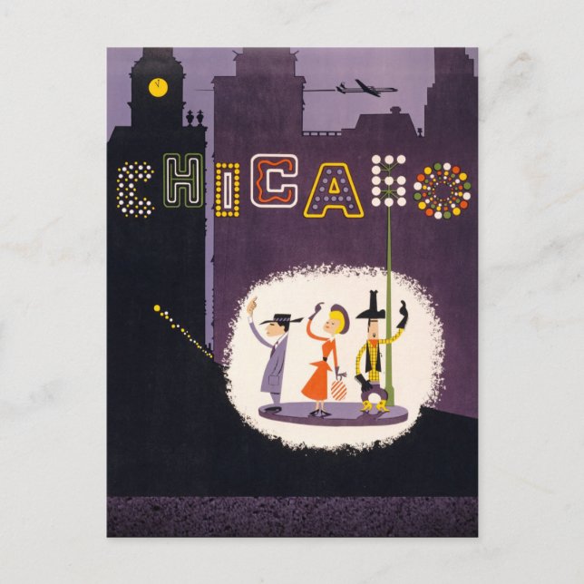 Chicago Illinois Vintage Retro Travel Poster Postcard (Front)