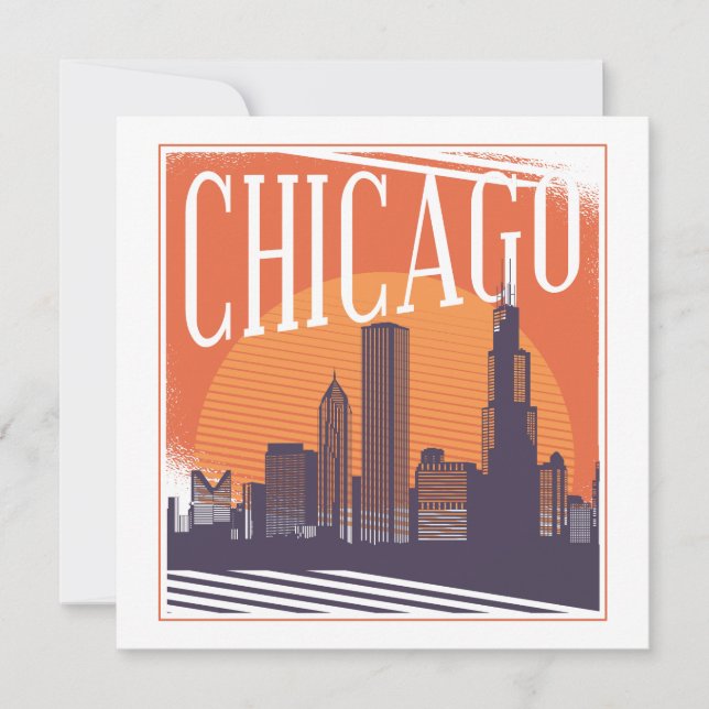 Chicago Illinois Vintage Skyline    (Front)